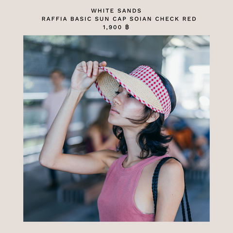 White Sands - Raffia Basic Sun Cap Soian Check Red